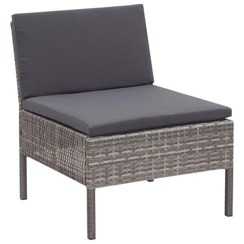 Haveloungesæt 3 dele med hynder polyrattan grå