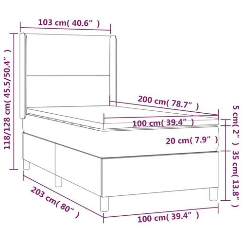 Kontinentalseng med madras 100x200 cm stof mørkegrå
