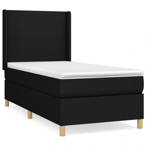 Kontinentalseng med madras 100x200 cm - stof, sort