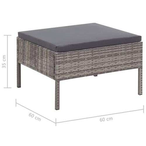 Haveloungesæt 3 dele med hynder polyrattan grå