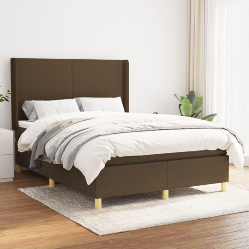 Kontinentalseng med madras 140×190 cm - stof, mørkebrun