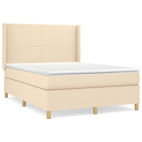 Kontinentalseng med madras 140x190 cm - stof, cremefarvet