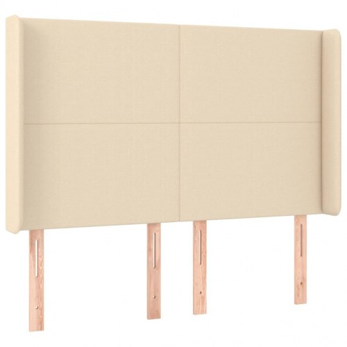 Kontinentalseng med madras 140x190 cm - stof, cremefarvet