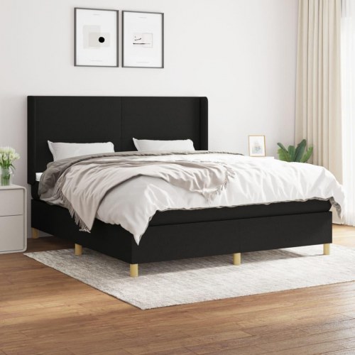 Kontinentalseng med madras 180x200 cm - stof, sort