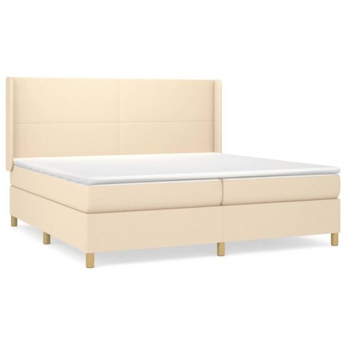 Kontinentalseng med madras 200×200 cm - stof, cremefarvet