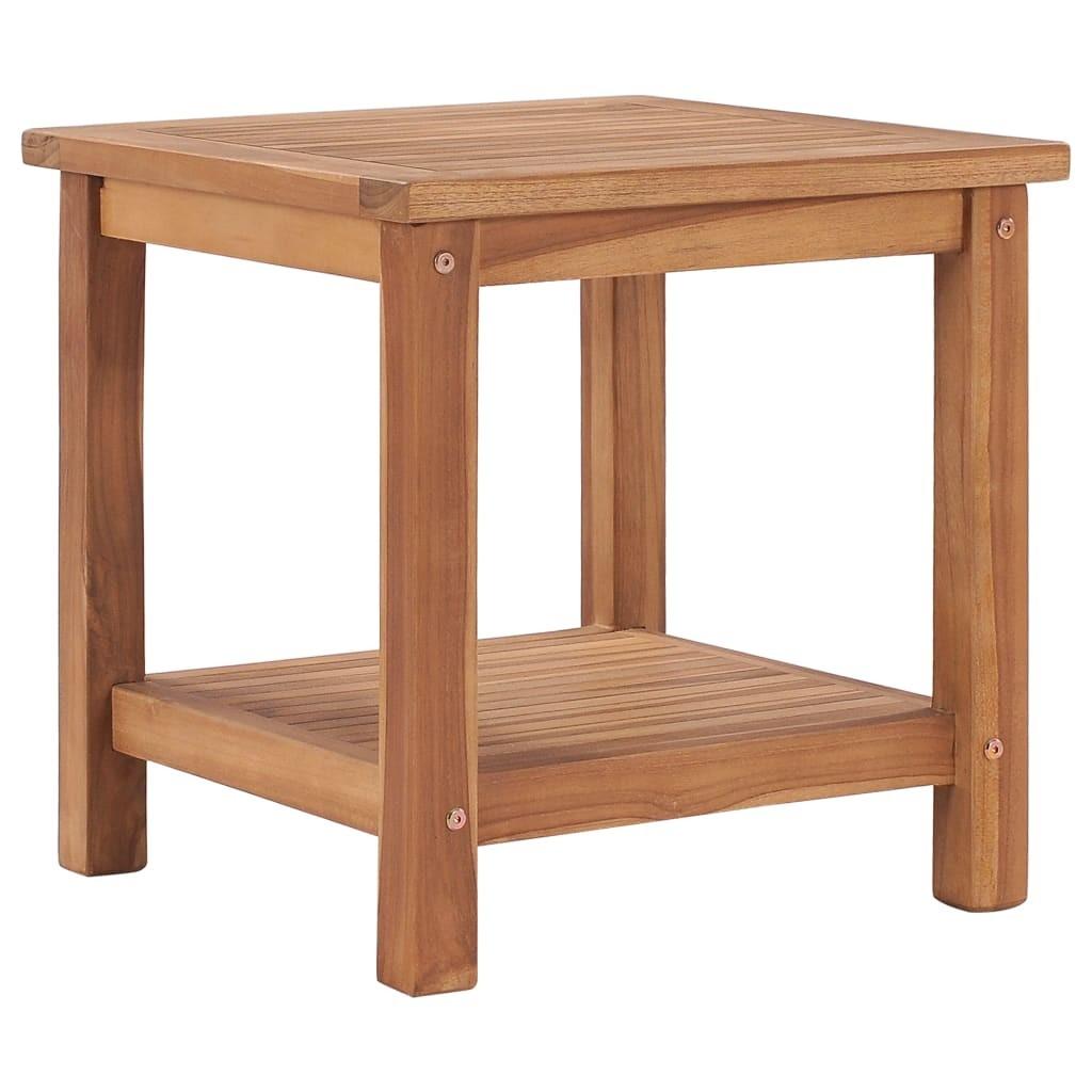 Sofabord i massivt teaktræ 45 x 45 x 45 cm med hylde
