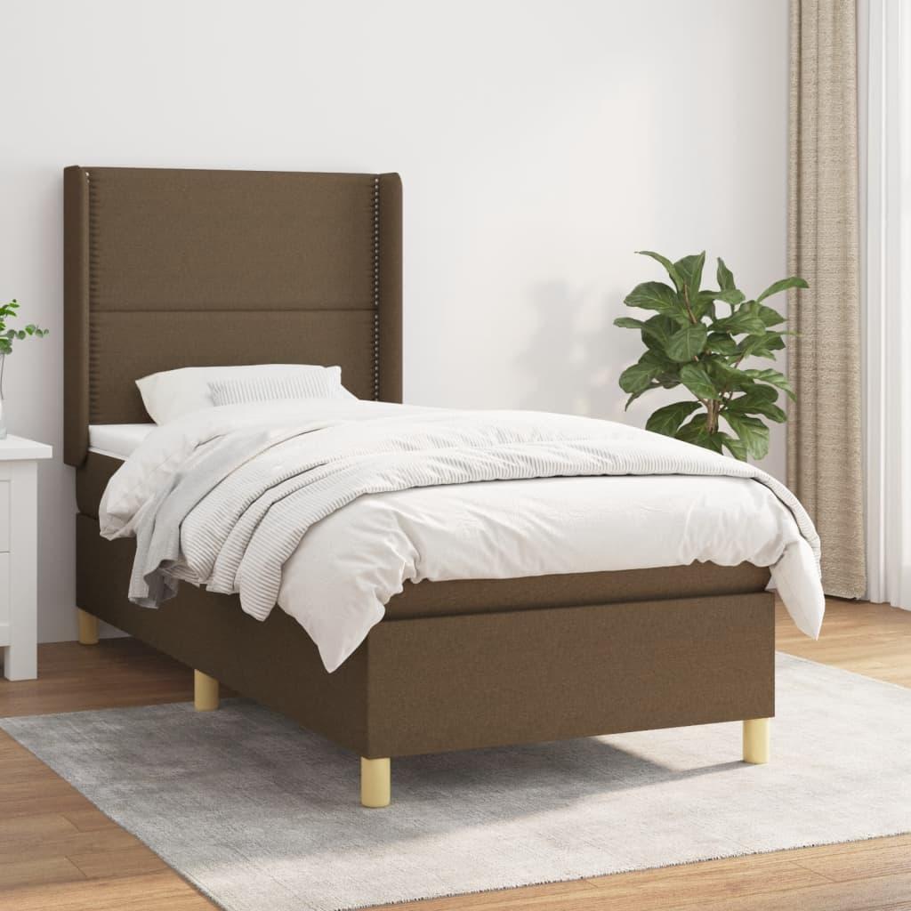 Kontinentalseng med madras 90x200 cm stof mørkebrun