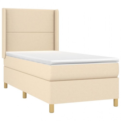 Kontinentalseng med madras 100×200 cm - stof, creme