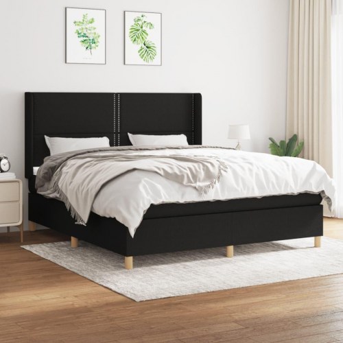 Kontinentalseng med madras 160x200 cm - stof, sort