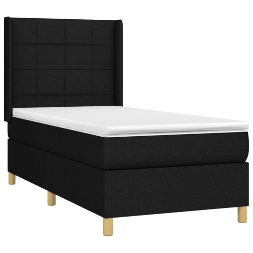 Kontinentalseng med madras 100x200 cm - stof, sort