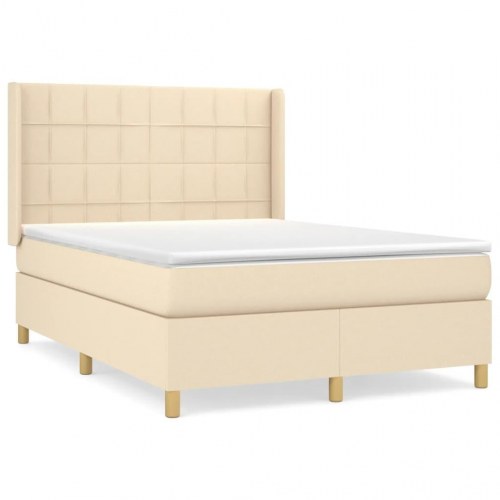 Kontinentalseng med madras 140x190 cm - stof, cremefarvet