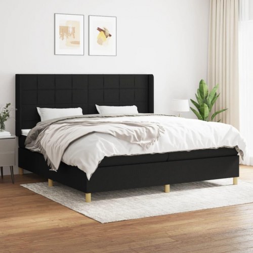 Kontinentalseng med madras 200×200 cm - stof, sort