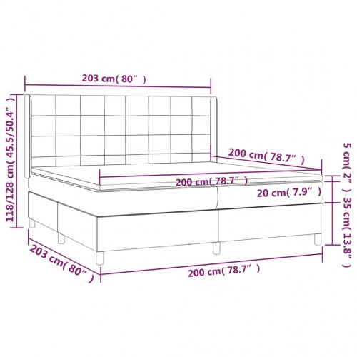 Kontinentalseng med madras 200×200 cm - stof, sort
