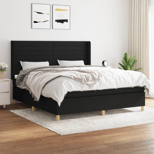 Kontinentalseng med madras 180×200 cm - stof, sort