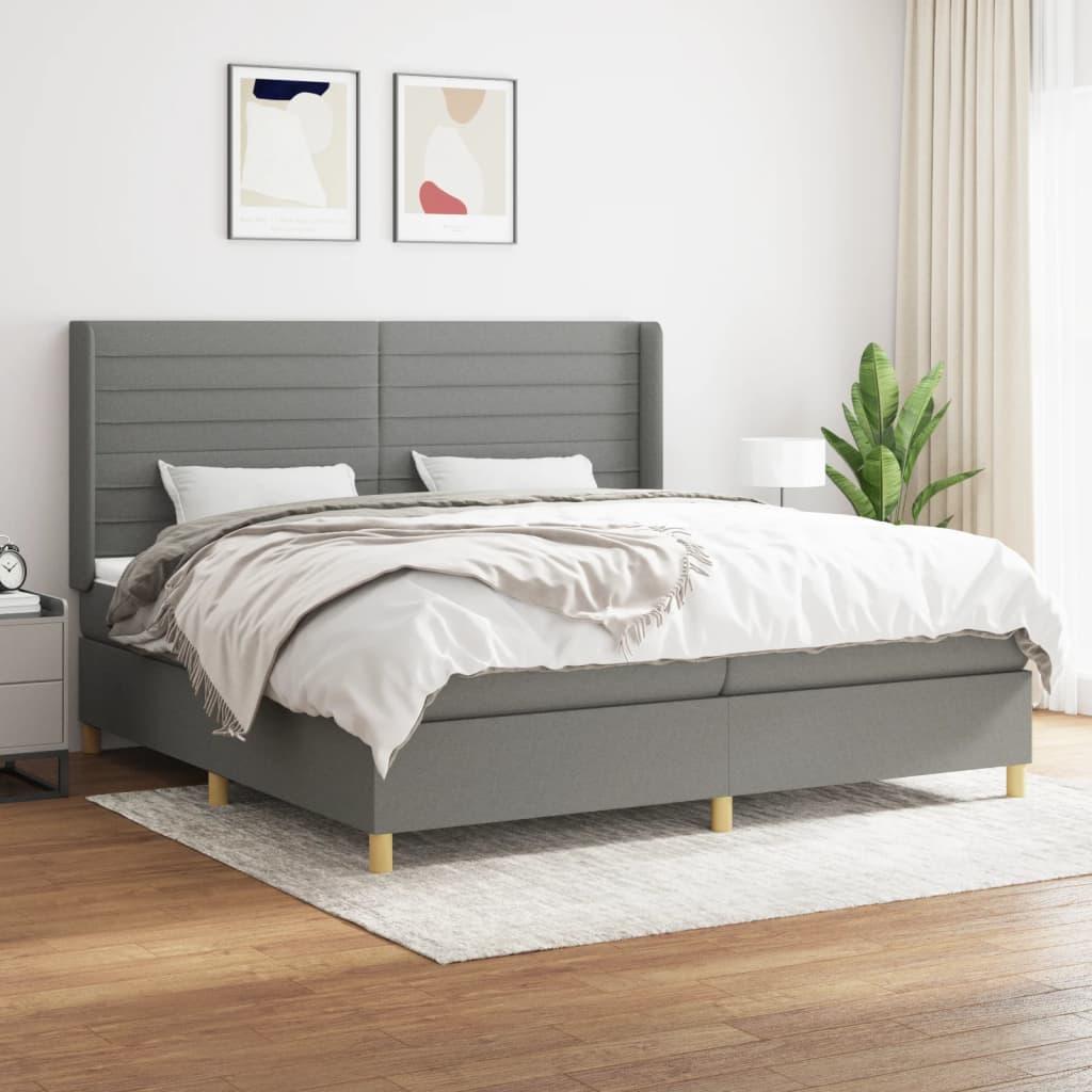 Kontinentalseng med madras 200 x 200 cm - stof, mørkegrå billede