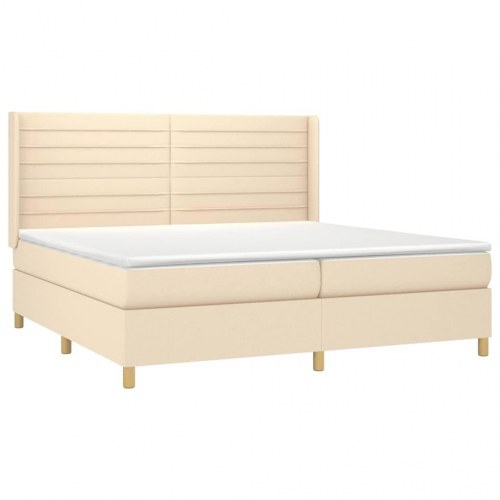 Kontinentalseng med madras 200×200 cm - stof, cremefarvet