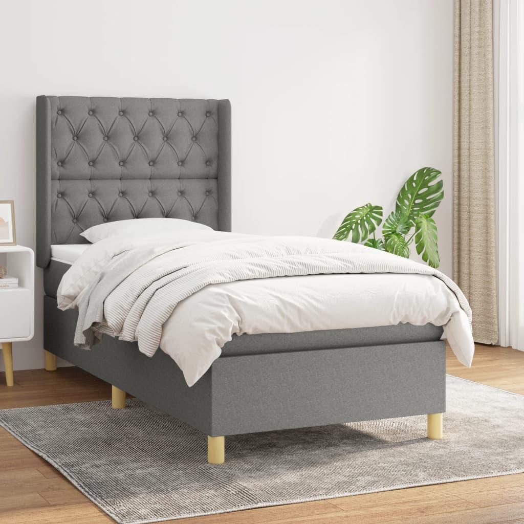 Kontinentalseng med madras 80x200 cm stof mørkegrå billede