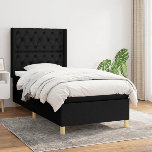 Kontinentalseng med madras 80×200 cm - stof, sort