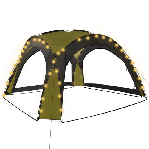 Festtelt med LED og 4 sidevægge 3,6x3,6x2,3 m blå