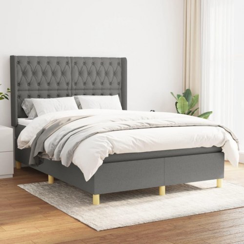 Kontinentalseng med madras 140×190 cm - stof, mørkegrå