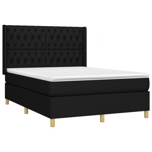 Kontinentalseng med madras 140x190 cm - sort stof