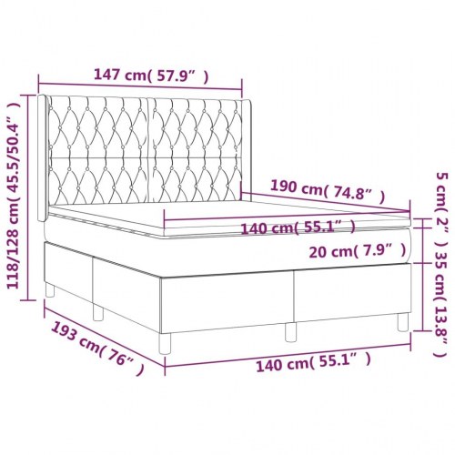 Kontinentalseng med madras 140x190 cm - sort stof