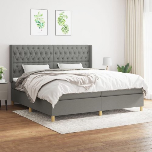 Kontinentalseng med madras 200×200 cm - stof, mørkegrå