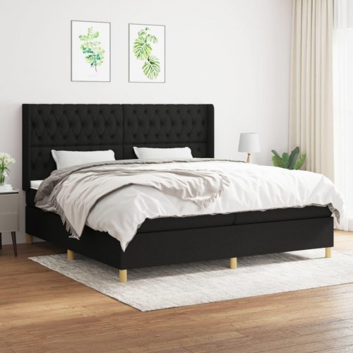 Kontinentalseng med madras 200x200 cm - stof, sort