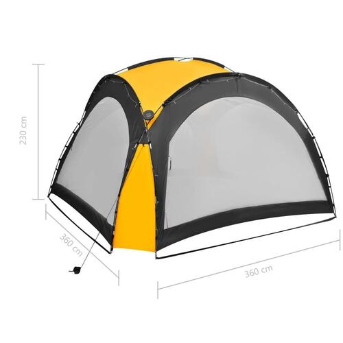 Festtelt med LED og 4 sidevægge 3,6x3,6x2,3 m blå