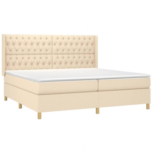 Kontinentalseng med madras 200×200 cm - stof, cremefarvet