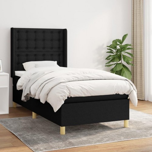 Kontinentalseng med madras 80×200 cm - stof, sort