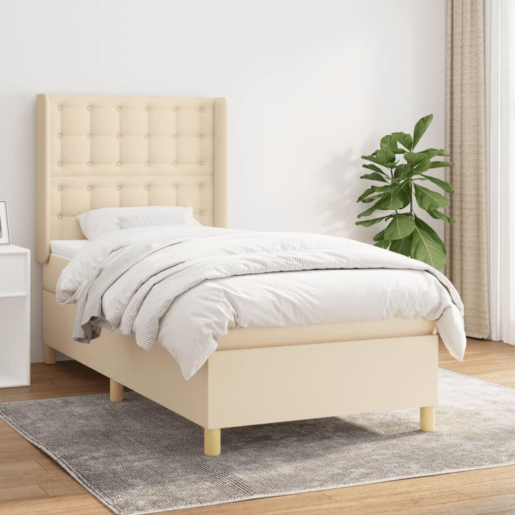 Kontinentalseng med madras 90x190 cm stof cremefarvet billede