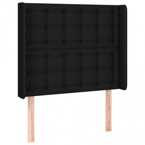 Kontinentalseng med madras 90x200 cm - stof, sort