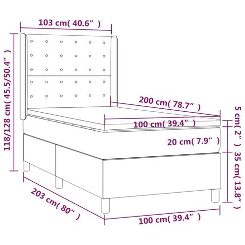 Kontinentalseng med madras 100x200 cm stof cremefarvet