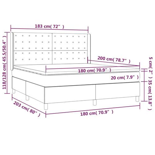 Kontinentalseng med madras 180x200 cm stof sort