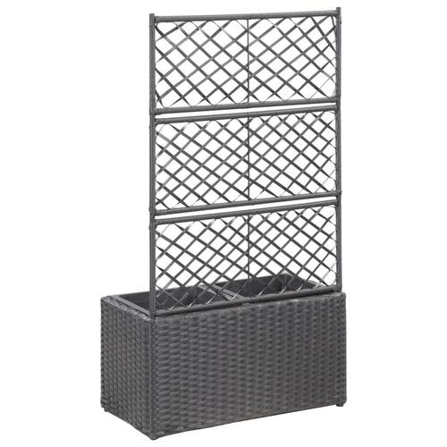 Espalier med plantekasse 2 krukker 58x30x107 polyrattan sort