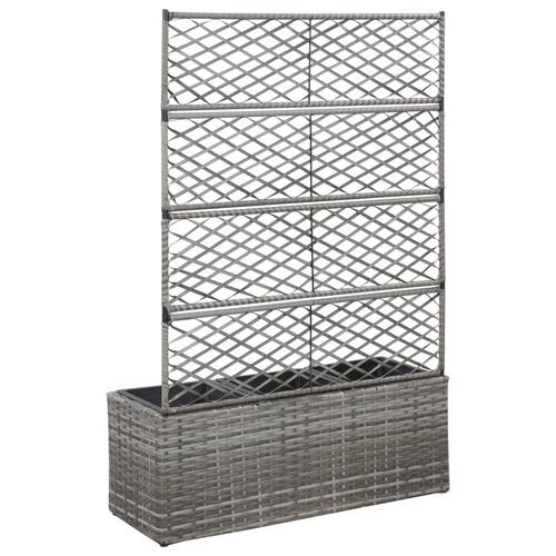 Espalier med plantekasse 3 krukker 83x30x130 cm polyrattan grå