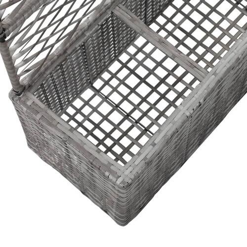 Espalier med plantekasse 3 krukker 83x30x130 cm polyrattan grå