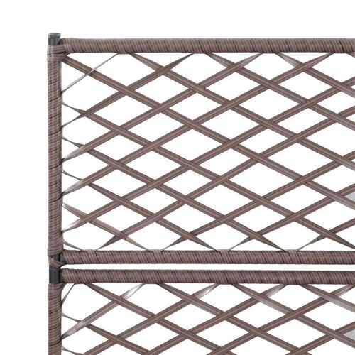 Espalier med plantekasse 3 krukker 83x30x130 cm polyrattan brun