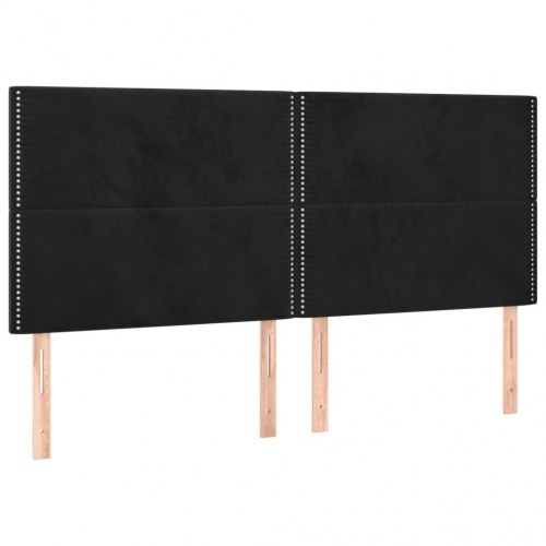 Kontinentalseng i fløjl - 200 x 200 cm, sort, inkl. madras og topmadras