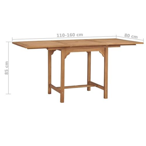 Udvideligt havebord (110-160)x80x75 cm massivt teaktræ