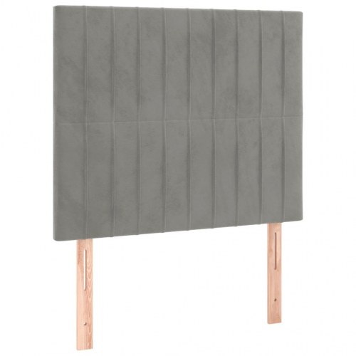 Kontinentalseng med madras 90x190 cm - fløjl, lysegrå