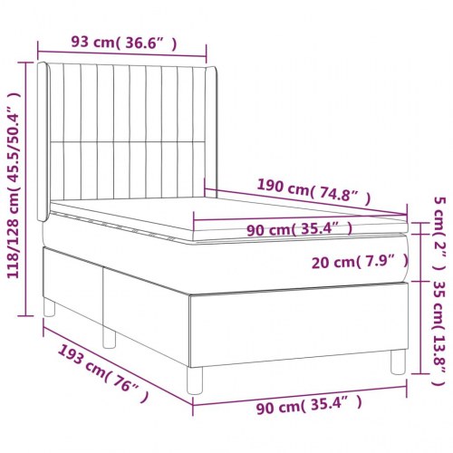 Kontinentalseng med madras 90×190 cm - fløjl, sort