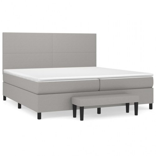 Kontinentalseng med madras 200×200 cm - stof, lysegrå