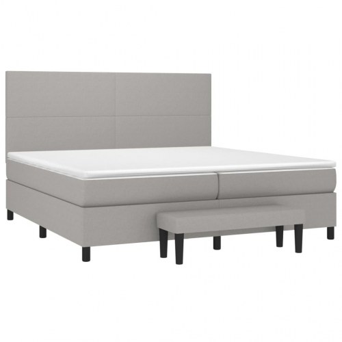 Kontinentalseng med madras 200×200 cm - stof, lysegrå