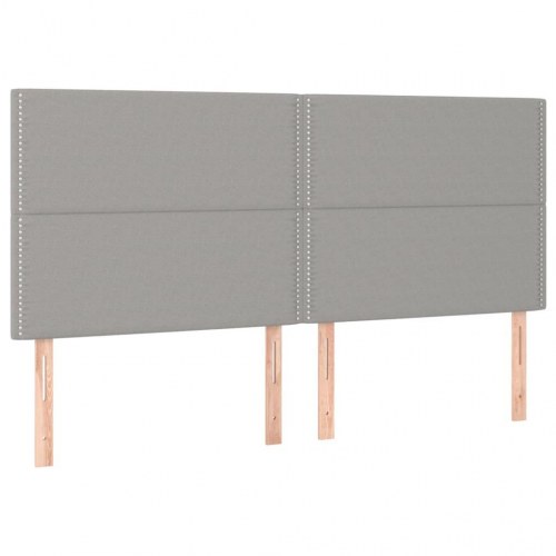 Kontinentalseng 180 x 200 cm i stof - lysegrå med topmadras og bænk
