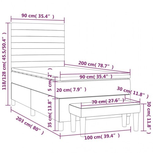 Kontinentalseng med madras 90x200 cm - stof, blå