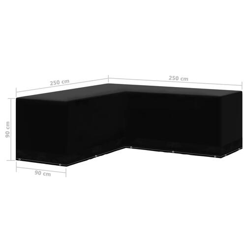 Havemøbelovertræk L-formet 12 snørehuller 250x250x90 cm