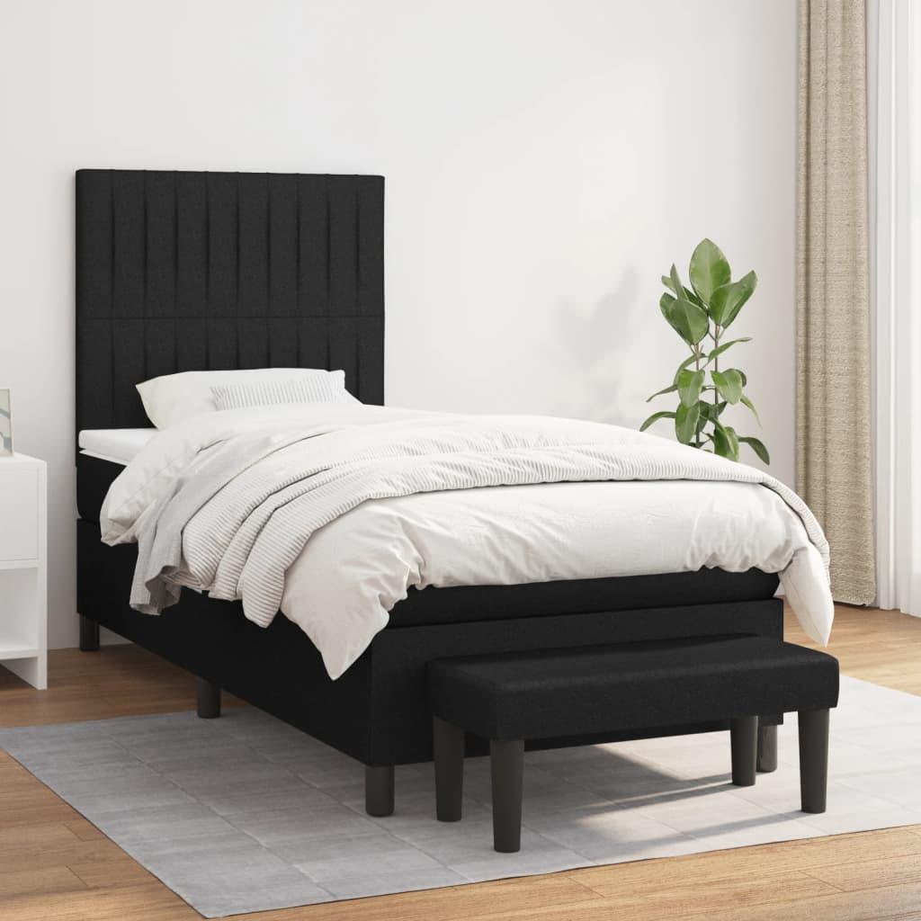 Kontinentalseng med madras 90x200 cm stof sort billede