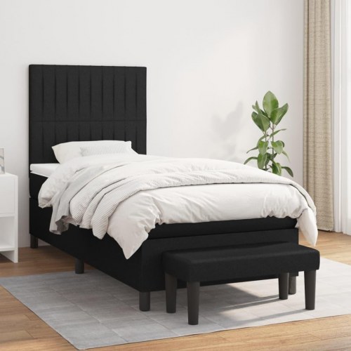 Kontinentalseng med madras 100×200 cm - stof, sort